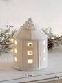 Polka dot dome white ceramic house night light with 10.5cm height and warm glow - Tent