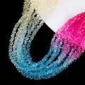 Faceted gradient crystal triangle beads in yellow, blue, and rose pink for DIY jewelry - Rose Red Blue Green