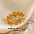 Golden scallop shell stainless steel open ring with shell texture and 1.7cm diameter - Shell Texture Style (058)