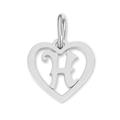 Silver stainless steel heart shaped pendant featuring a hollow letter H design for DIY - Letter-H / Silver