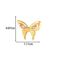 Orecchino a farfalla dorato con zirconi rosa e dimensioni dettagliate della taglia - Stile Farfalla Diamante Rosa (2618-5# Oro)