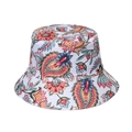 White bucket hat with colorful floral paisley patterns in a trendy bohemian style - Bohemian Floral Print (P)