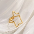 French vintage style irregular geometric star open ring in golden stainless steel - 18K Gold Plated Star Outline