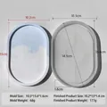 Oval silicone resin mold with marble tray sample and detailed product dimensions - Small Oval J-267