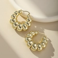 Minimalist chunky golden irregular circular bubble earrings with a polished mirror finish - Segmented Croissant Hoop / Gold
