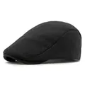 Klassische schwarze Schiebermütze aus Wolle für Damen und Herren im Retro-Design - Verstellbar (55-59cm) / Schwarz