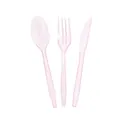 Set di posate rosa con glitter dorati e impugnature antiscivolo per feste di compleanno - Coltello Rosa