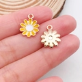 Ciondoli margherita in lega con smalto giallo e finitura dorata per gioielli fai-da-te - Margherita piccola 11.4x14.6mm
