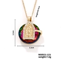 Gold plated virgin mary necklace with multi-color crystal and white zircon inlay - Iridescent Multicolor Style (N00921-121)