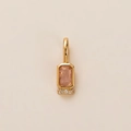 Detailed view of gold pendant featuring a peach gemstone and white accent stones - Pendant Only / October (Opal Color)