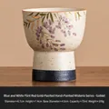 Hand-painted wisteria ceramic bell cup with gold trim, 75ml high-foot tea teacup - Stemmed Cup [Simple Pack]