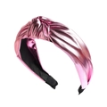Pink metallic knotted headband for women featuring a wide-brim bow design and retro style - Metallic Bright Pink Style (FK-B381 Bright Pink)