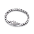 Bracciale minimalista in acciaio inossidabile argento con chiusura magnetica sferica - Stile Argento (KB149680-Z)