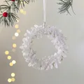 Silver glitter snowflake wreath ornament for Christmas tree hanging decorations - 3D Wreath