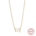 Collana in argento sterling 925 placcato oro con ciondoli a stella e zirconi - Gemelli / Oro