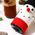 Festive knitted Christmas wine bottle cover featuring a cute white snowman design - Snowman / 28cmx12cm