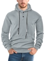 Men's grey hoodie with geometric texture, button neck and long sleeves on model - S / Gray