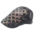 Women's black mesh ivy cap with breathable hollow design and colorful sequins - Black