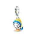Detailed charm featuring Girl with a Pearl Earring in colorful enamel and gems - W-PAC1282 Girl with a Pearl Earring