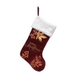 Velvet burgundy Christmas stocking with gold Merry Christmas print and white faux fur trim - 46x28cm / Burgundy