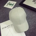 Minimalist cream white PU leather baseball cap with stylish six-panel construction - Adjustable / Light Gray