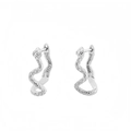 Orecchini a serpente in argento S925 con texture a scaglie e chiusura a cerchio - Oro Bianco