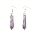 Paar Amethyst-Ohrhänger in Sechseck-Prismenform mit eleganten silbernen Haken - Amethyst