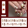 30pcs uñas postizas 3D estrella dorada corazón perla con diseño tema Alice vintage - Tiempo Suave (Z1201)