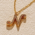 18K gold plated necklace with a sparkling cubic zirconia letter M pendant and fine chain - Letter N