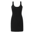 Vestido ajustado de punto tipo bandage negro para mujer con cuello en U y textura - S / Negro