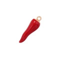 DIY red chili charm with gold-plated ring for creative handmade jewelry making - VD1572 Rose Gold Red Enamel Horn
