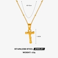 Collier avec pendentif croix dorée en acier inoxydable avec chaîne 40 plus 5 cm - Lettre T (Or)