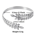 Bracciale rigido aperto in acciaio inossidabile argento con elegante design a foglie d'olivo - Color Acciaio