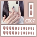 Set di 24 unghie finte nude beige lucide con forma a bara lunga stile minimalista - C007 Marrone Tè al Latte Stile Colla