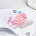 Whale shaped hair claw clip with pink marble texture and blue water spray detail - Pink Whale
