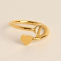 Minimalist gold open ring featuring a heart shape and capital letter D design - Letter D