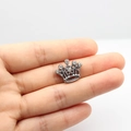 Charm a corona argento con strass bianchi per cinturini fai-da-te da 10mm - 10MM Cromo Strass - Corona