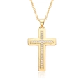 Elegant gold cross necklace for women featuring shimmering micro-pave zirconia stones - Double Row Pave Style (B245)