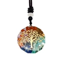 Polygonal Tree of Life pendant with colorful natural crystal stones and woven cord - Octagonal Tree of Life Style (3-21)