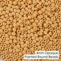 4mm beige opaque glass beads with glossy lacquered finish for jewelry making DIY - EU 33