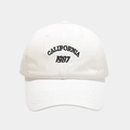 Close-up of California 1987 embroidery on a vintage white cotton baseball cap for women - Adjustable / White