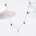 Gold titanium necklace featuring colorful rectangular cubic zirconia stones for women - Gold