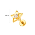 Star-shaped golden titanium earring with clear crystal stone, 0.75cm size detail - Five-Pointed Star Style (T2542-8#) / Gold