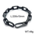 Matte black stainless steel paperclip chain bracelet for men with textured links, 230mm - Black Bracelet (KB144723-KFC)