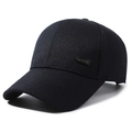Casquette de baseball bleu foncé classique avec boucle en métal et broderie Sport sur le côté - Réglable / Étiquette Noire Bleu Marine