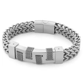 Pulsera de cadena de trigo plateada para hombre con placa curva y cierre magnético - Plateado (KB139688-KFC)