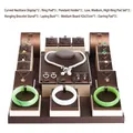 Brown and beige microfiber jewelry display stand set with necklace and ring holders - Set 6