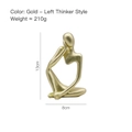 Scultura astratta dorata della figura dello yoga del pensatore in posa verso sinistra - Mini Pensatore Sinistro / Oro