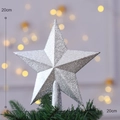 Puntale per albero di Natale a stella argento glitterato 20cm per decoro natalizio - 20cm / Argento Opaco