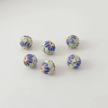Blue and gold cloisonne watermelon spacer beads for handmade DIY jewelry making - 22# Six-leaf Round Bead 10mm / 1 Piece